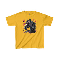 Valentines Day Black Horse Red Hearts Kids Heavy Cotton Tee! Foxy Kids! Free Shipping!