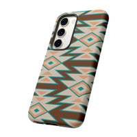 Teal and Brown Aztec Tough Cases! Cellphone Cases! Multiple Sizes Available! Apple iPhone, Samsung Galaxy, and Google Pixel devices!