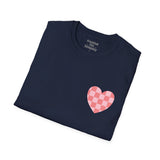 Valentines Day Pink Plaid Heart Basics Wear Anywhere Unisex Graphic Tee! All New Heather Colors!!! Free Shipping!!!