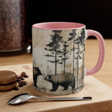 Black Bear Acid Wash Greyscale Accent Coffee Mug, 11oz! Multiple Colors Available! Fall Vibes!