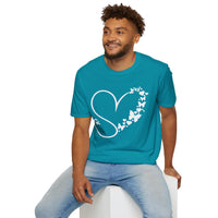 Valentines Day Butterfly Heart Medley White Version Unisex Graphic Tee! All New Heather Colors!!! Free Shipping!!!