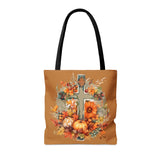 Autumn Steel Blue Floral Fall Vibes Tote Bag!