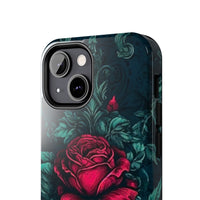Stained Glass Teal and Roses Gothic Inspired Halloween Tough Phone Cases! Fall Vibes!
