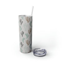 Western/Boho Inspired Neutral Cactus Skinny Tumbler with Straw, 20oz!