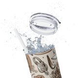 Western Lady Cream Skinny Tumbler with Straw, 20oz!