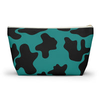 Teal Blue Cow Print Travel Accessory Pouch, Check Out My Matching Weekender Bag! Free Shipping!!!