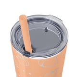 Polka Dot Pumpkin Thanksgiving Fall Vibes Skinny Tumbler with Straw, 20oz! Multiple Colors Available!