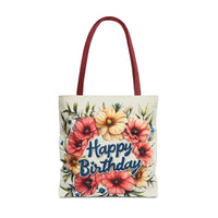 Happy Birthday Floral Tote Bag! Re-use/Re-cycle!