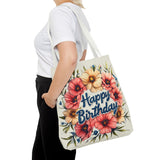 Happy Birthday Floral Tote Bag! Re-use/Re-cycle!