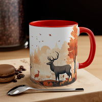 Autumn Orange and Black Deer Antler Forest Accent Coffee Mug, 11oz! Multiple Colors Available! Fall Vibes!