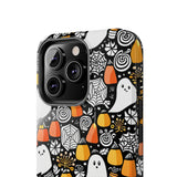 Spider Webs and Candy Corn Little Ghost Halloween Tough Phone Cases! Fall Vibes!