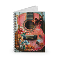 Valentines Day Lover Floral Pink Guitar Spiral Notebook - Ruled Line! Perfect For Gifting!