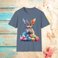 Easter Bunny Glasses With Eggs Unisex Graphic Tees! Spring Vibes! All New Heather Colors!!! Free Shipping!!!