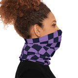 Black and Light Purple Plaid Lightweight Neck Gaiter! 4 Sizes Available! Free Shipping! UPF +50! Great For All Outdoor Sports!