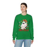 Boo Haw Retro Ghost Unisex Heavy Blend Crewneck Sweatshirt! Halloween! Fall Vibes!