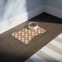 Chocolate and Cream Plaid Heart Print Pet Feeding Mats! Dog and Cat Shapes! Foxy Pets! Free Shipping!!!