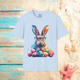 Easter Bunny Glasses With Eggs Unisex Graphic Tees! Spring Vibes! All New Heather Colors!!! Free Shipping!!!