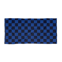 Navy Blue and Black Plaid 100 Percent Cotton Backing Beach Towel! Free Shipping!!! Gift to a Friend! Travel in Style!