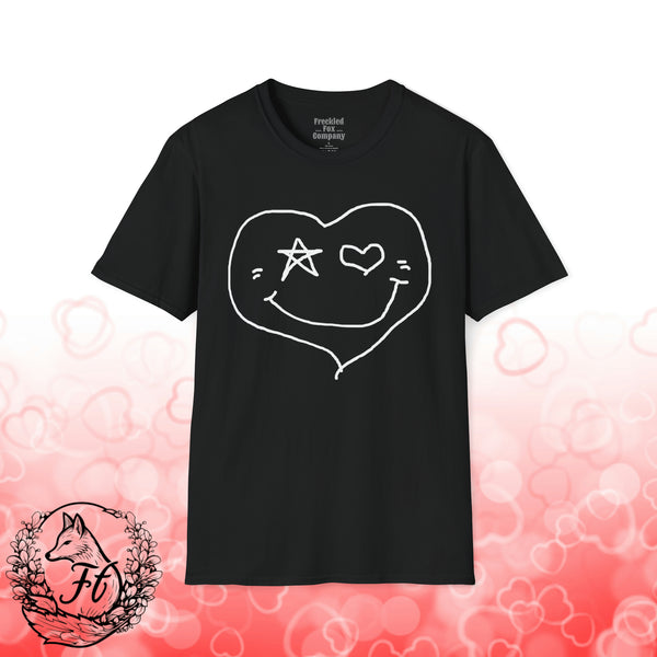 Valentines Day Heart Star Eye Smiley Face Unisex Graphic Tee! All New Heather Colors!!!