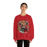 1 Highlander Cow Christmas Edition Unisex Heavy Blend Crewneck Sweatshirt!