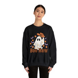 Boo Haw Retro Ghost Unisex Heavy Blend Crewneck Sweatshirt! Halloween! Fall Vibes!