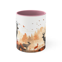Autumn Orange and Black Deer Antler Forest Accent Coffee Mug, 11oz! Multiple Colors Available! Fall Vibes!