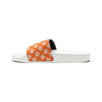 Dusty Orange Daisy Flower Print Summer Beach Slides, Women's PU Slide Sandals! Free Shipping!!!