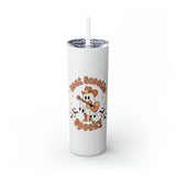 Boot Scootin Spooky Retro Ghost Printed Skinny Tumbler with Straw, 20oz! Multiple Colors! Halloween!