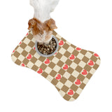 Chocolate and Cream Plaid Heart Print Pet Feeding Mats! Dog and Cat Shapes! Foxy Pets! Free Shipping!!!