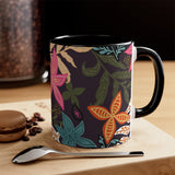 Boho Plum Florals Accent Coffee Mug, 11oz! Free Shipping! Great For Gifting! Lead and BPA Free!