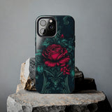 Stained Glass Teal and Roses Gothic Inspired Halloween Tough Phone Cases! Fall Vibes!