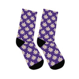 Dark Purple Daisy Unisex Eco Friendly Recycled Poly Socks!!! Free Shipping!!! 58% Recycled Materials!