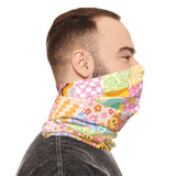 Retro Quilt Smiley Print Lightweight Neck Gaiter! 4 Sizes Available! Free Shipping! UPF +50! Great For All Outdoor Sports!