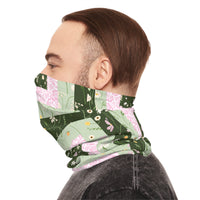 Green Retro Quilt Print Lightweight Neck Gaiter! 4 Sizes Available! Free Shipping! UPF +50! Great For All Outdoor Sports!