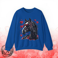 Valentines Day Black Horse Red Hearts Edition Unisex Sweatshirt! Retro! Free Shipping!!!