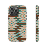 Teal and Brown Aztec Tough Cases! Cellphone Cases! Multiple Sizes Available! Apple iPhone, Samsung Galaxy, and Google Pixel devices!