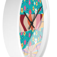 Groovy Floral Quilt in Teal and Pink Print Wall Clock! Perfect For Gifting! Free Shipping!!! 3 Colors Available!