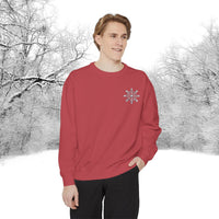 Snowflake Pocket Embroidered Comfort Colors Unisex Garment-Dyed Sweatshirt! All New Colors! Free Shipping!