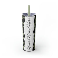 Custom Personalized Cow Printed Skinny Tumbler with Straw, 20oz! Multiple Colors!