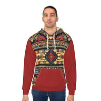 Reds Tans and Browns Aztec Unisex Pullover Hoodie! All Over Print! New!!!