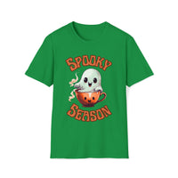 Spooky Season Little Ghost in a coffee Cup Halloween Unisex Graphic Tees! Fall Vibes!