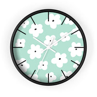 Retro Pastel Green Florals Print Wall Clock! Perfect For Gifting! Free Shipping!!! 3 Colors Available!