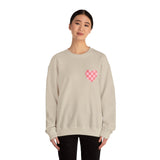 Valentines Day Pink Plaid Heart Basics Pocket Design Edition Unisex Sweatshirt! Retro! Free Shipping!!!