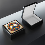 Boho Floral Peace Sign Jewelry Box! Ceramic Tile Top! Fast and Free Shipping!!!