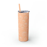 Polka Dot Pumpkin Thanksgiving Fall Vibes Skinny Tumbler with Straw, 20oz! Multiple Colors Available!