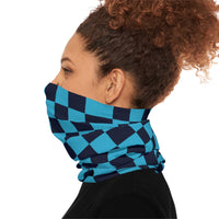 Black and Aqua Blue Plaid Lightweight Neck Gaiter! 4 Sizes Available! Free Shipping! UPF +50! Great For All Outdoor Sports!