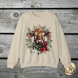 1 Highlander Cow Christmas Edition Unisex Heavy Blend Crewneck Sweatshirt!