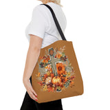 Autumn Steel Blue Floral Fall Vibes Tote Bag!