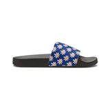 Vibrant Blue Daisy Flower Print Summer Beach Slides, Women's PU Slide Sandals! Free Shipping!!!