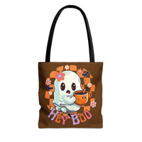 Hey Boo Happy Little Ghost Halloween Fall Vibes Tote Bag!